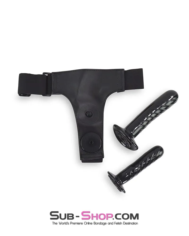 1349DL      Double Strap On Harness with Internal and External Silicone Dildos