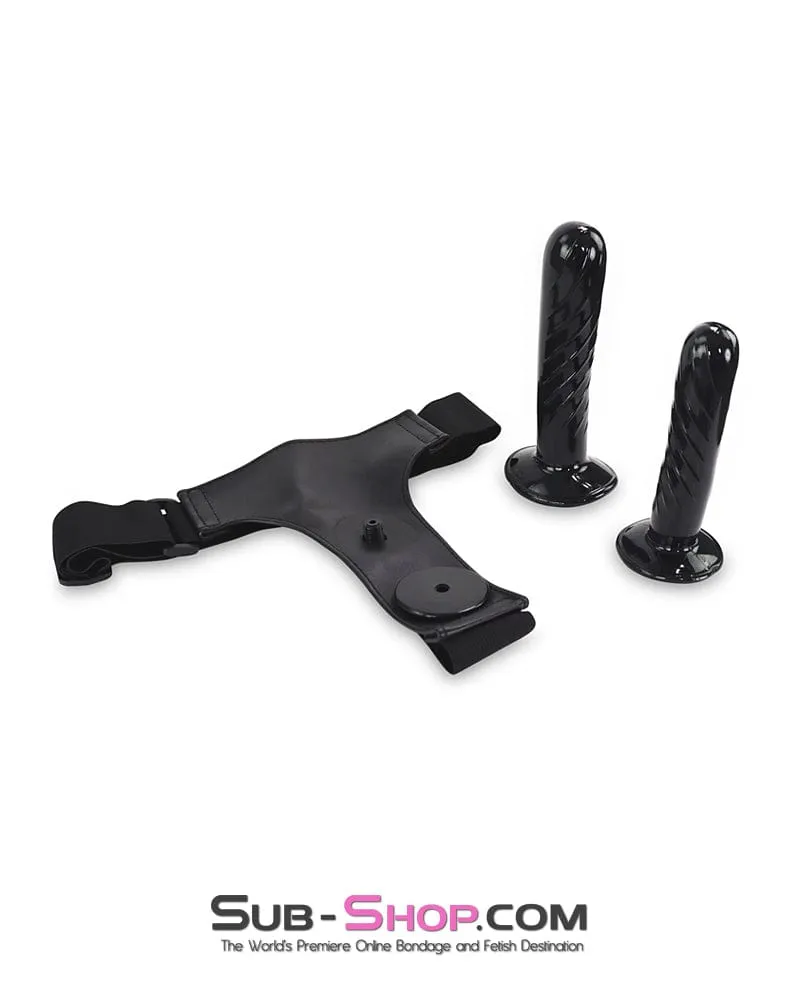 1349DL      Double Strap On Harness with Internal and External Silicone Dildos