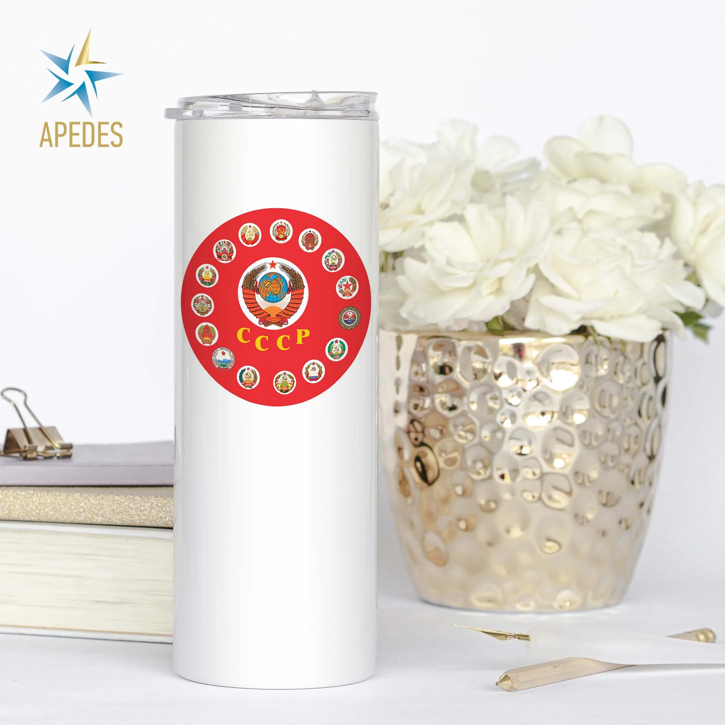 15 Soviet Republics USSR Stainless Steel Skinny Tumbler 20 OZ