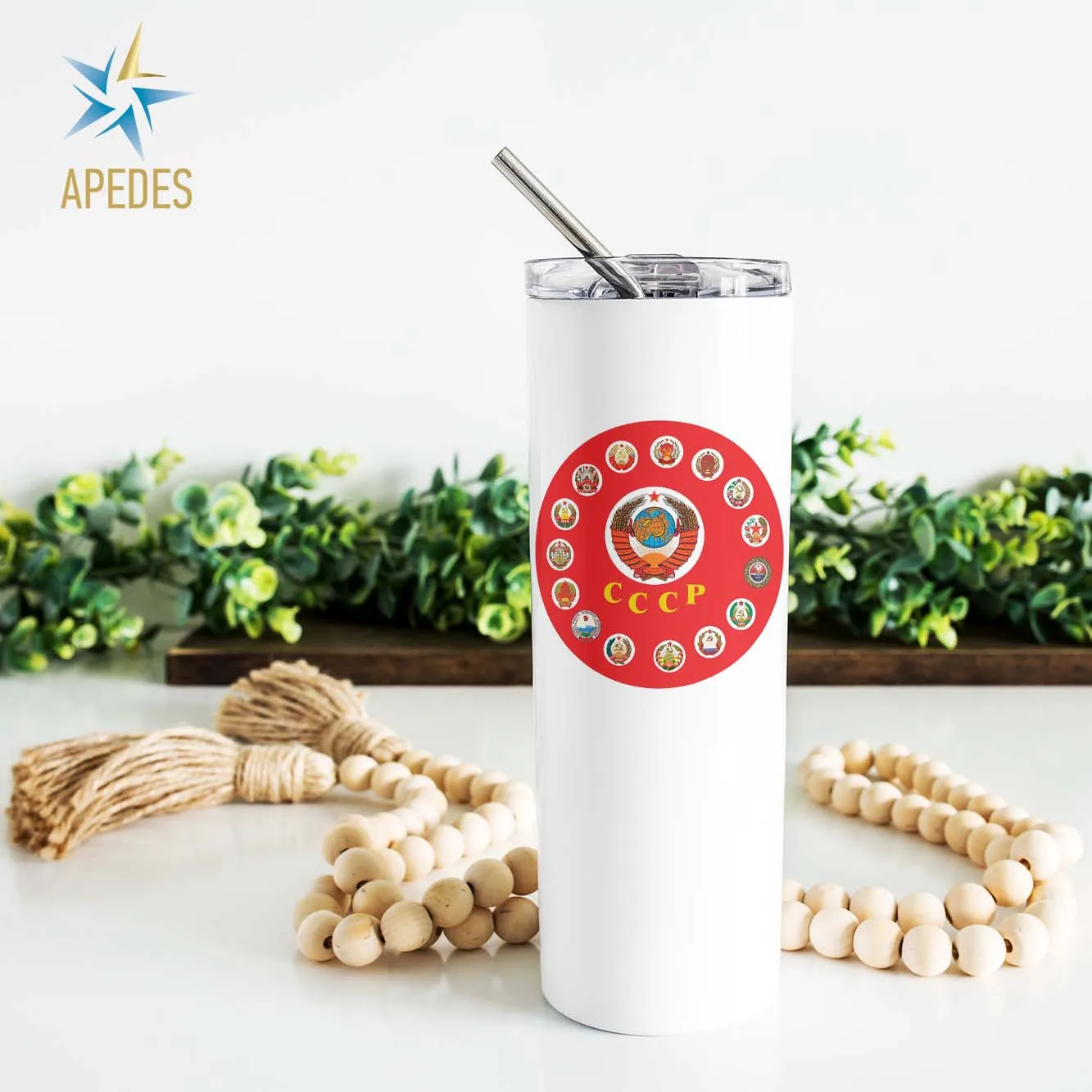 15 Soviet Republics USSR Stainless Steel Skinny Tumbler 20 OZ