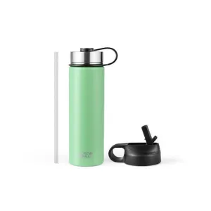 22 Oz Double-walled Insulated Stainless Steel Water Bottle with 2 Lids and Straw