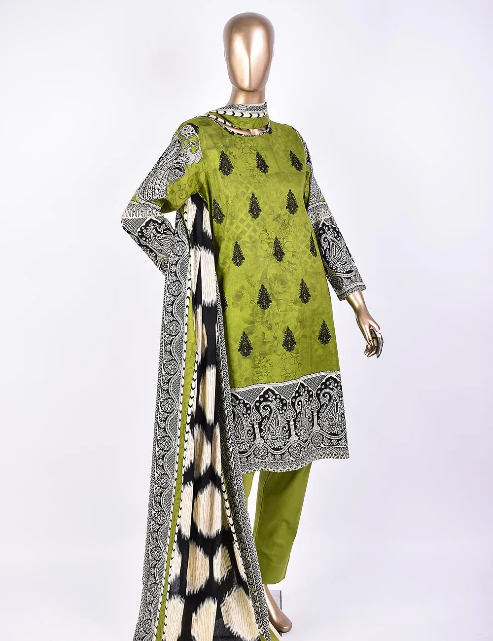 3 Pc Un-stitched Embroidered Lawn - Chaotic Depth (ATL-5A-Green)