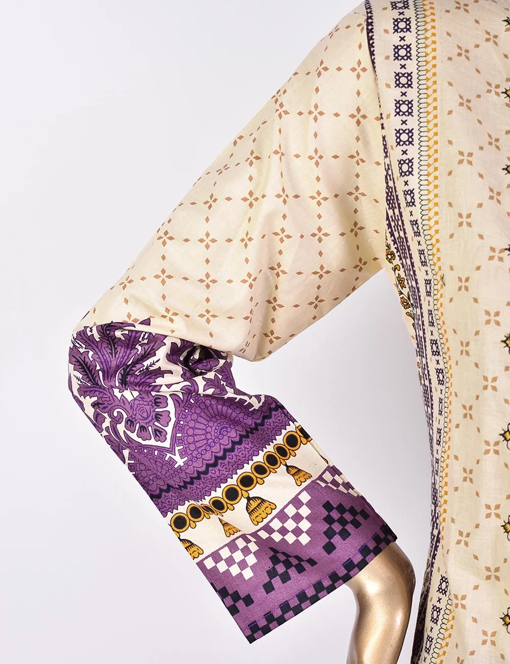 3 Pc Un-stitched Embroidered Lawn - Eternal Ethnic (ATL-4A-Skin Purple)