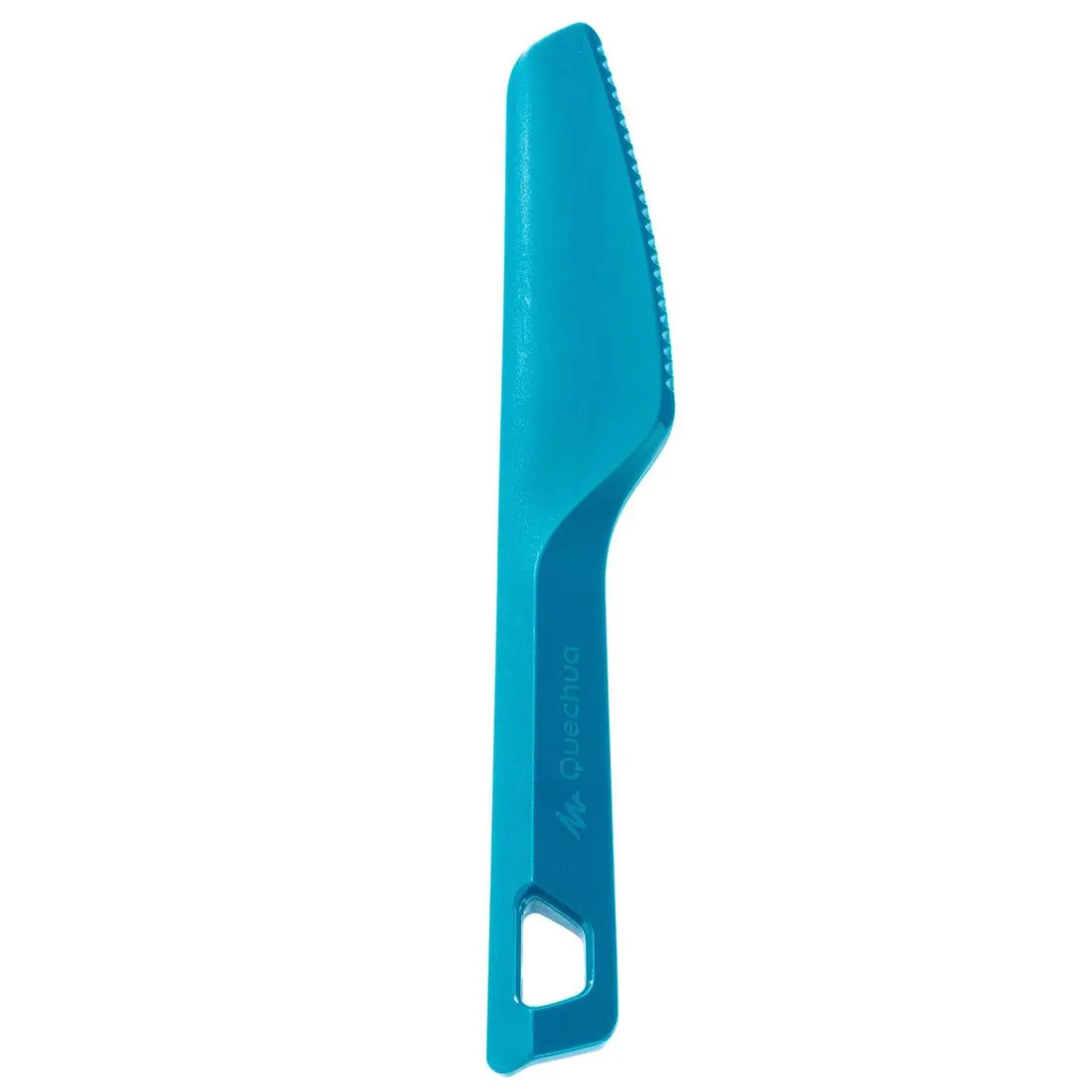 3-piece cutlery set (knife, fork, spoon) for camping in blue plastic