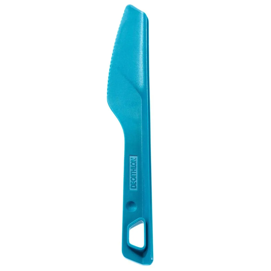 3-piece cutlery set (knife, fork, spoon) for camping in blue plastic