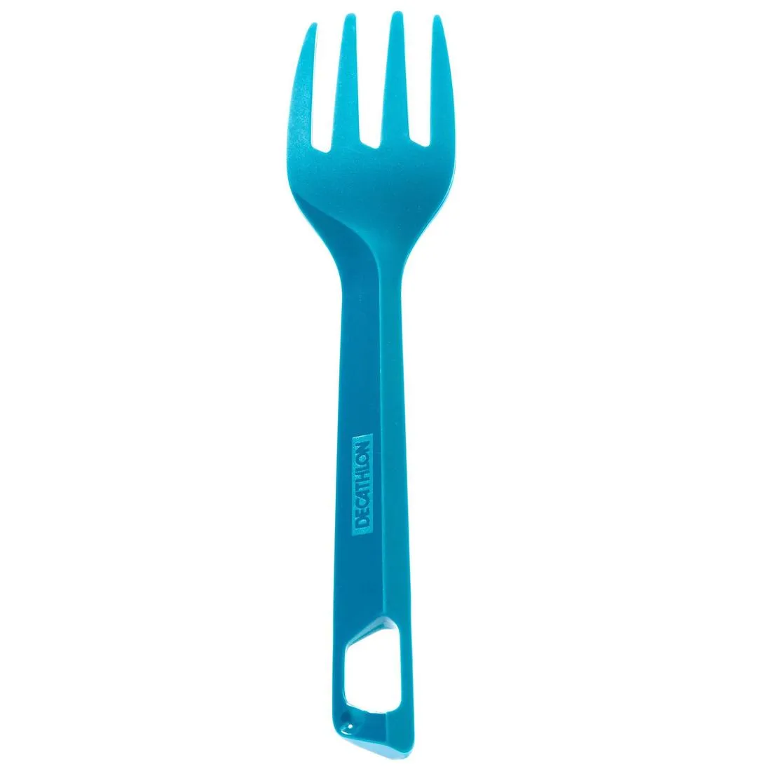 3-piece cutlery set (knife, fork, spoon) for camping in blue plastic