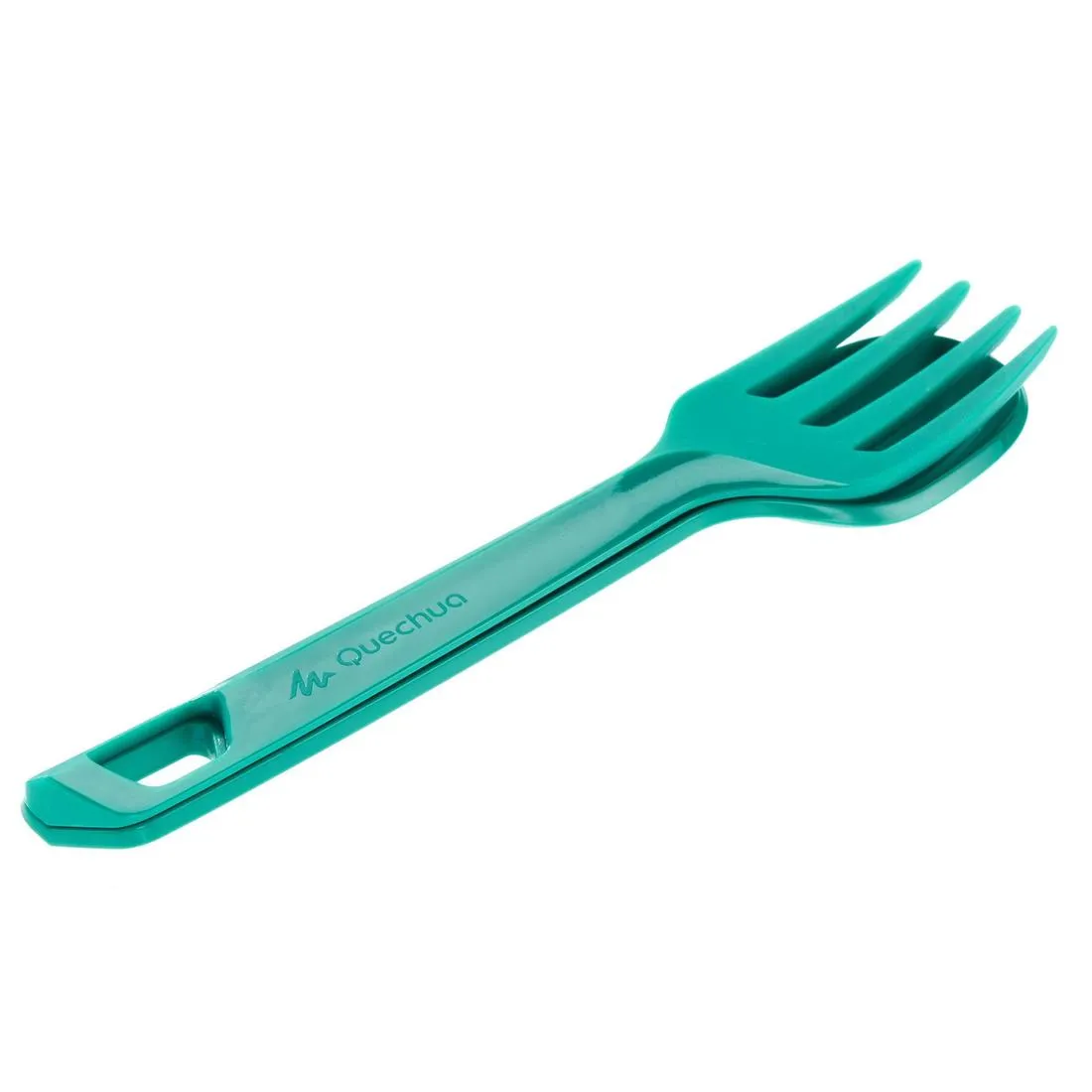 3-piece cutlery set (knife, fork, spoon) for camping in blue plastic