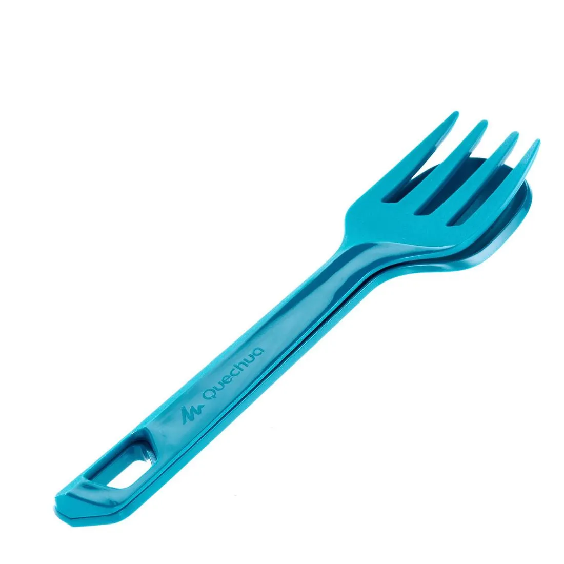 3-piece cutlery set (knife, fork, spoon) for camping in blue plastic