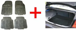 4 Piece Waterproof Heavy Duty BLACK Rubber Front/Rear Car Floor Mats boot liner