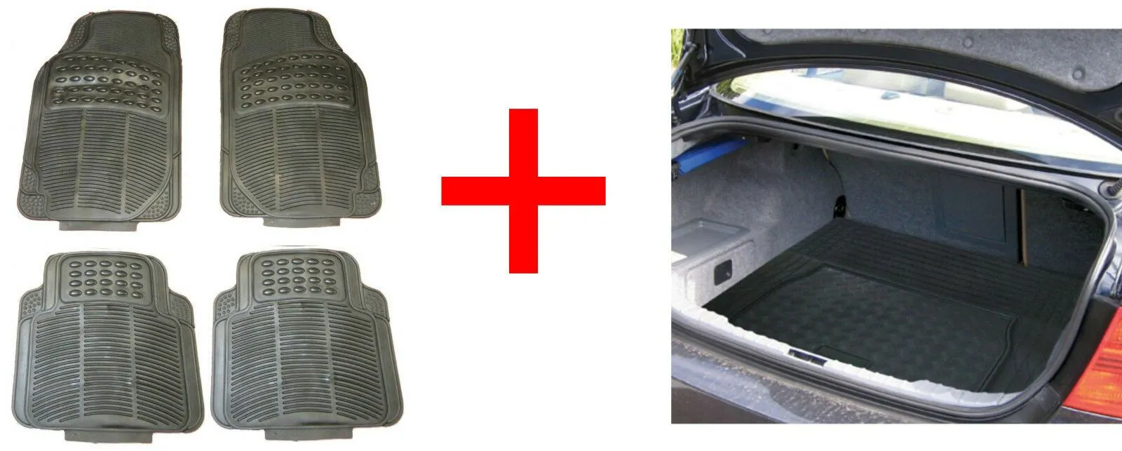 4 Piece Waterproof Heavy Duty BLACK Rubber Front/Rear Car Floor Mats boot liner