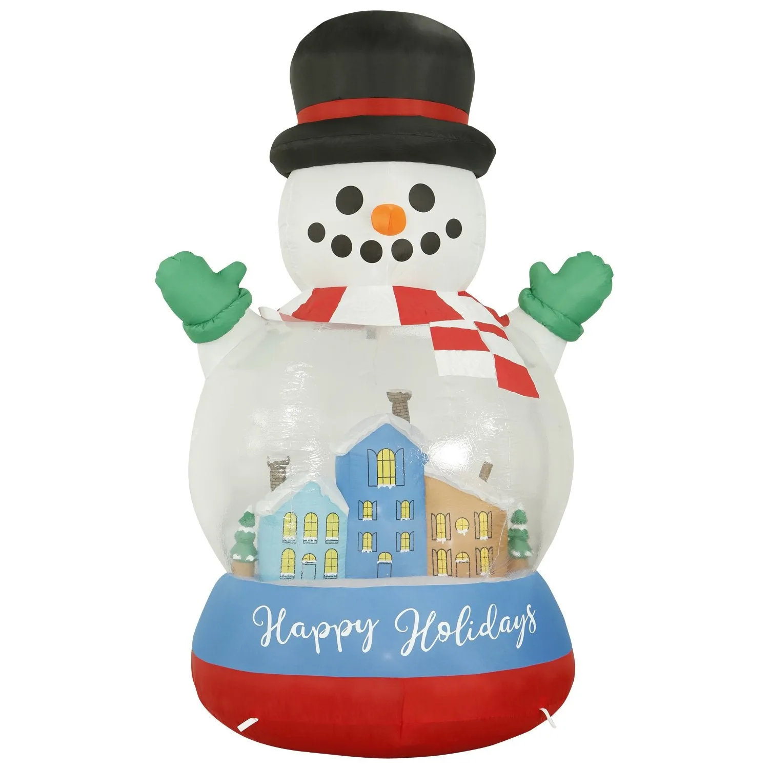 8 ft Inflatable Christmas Snow Globe Outdoor Decoration with LED Lights, Fan, and Stakes