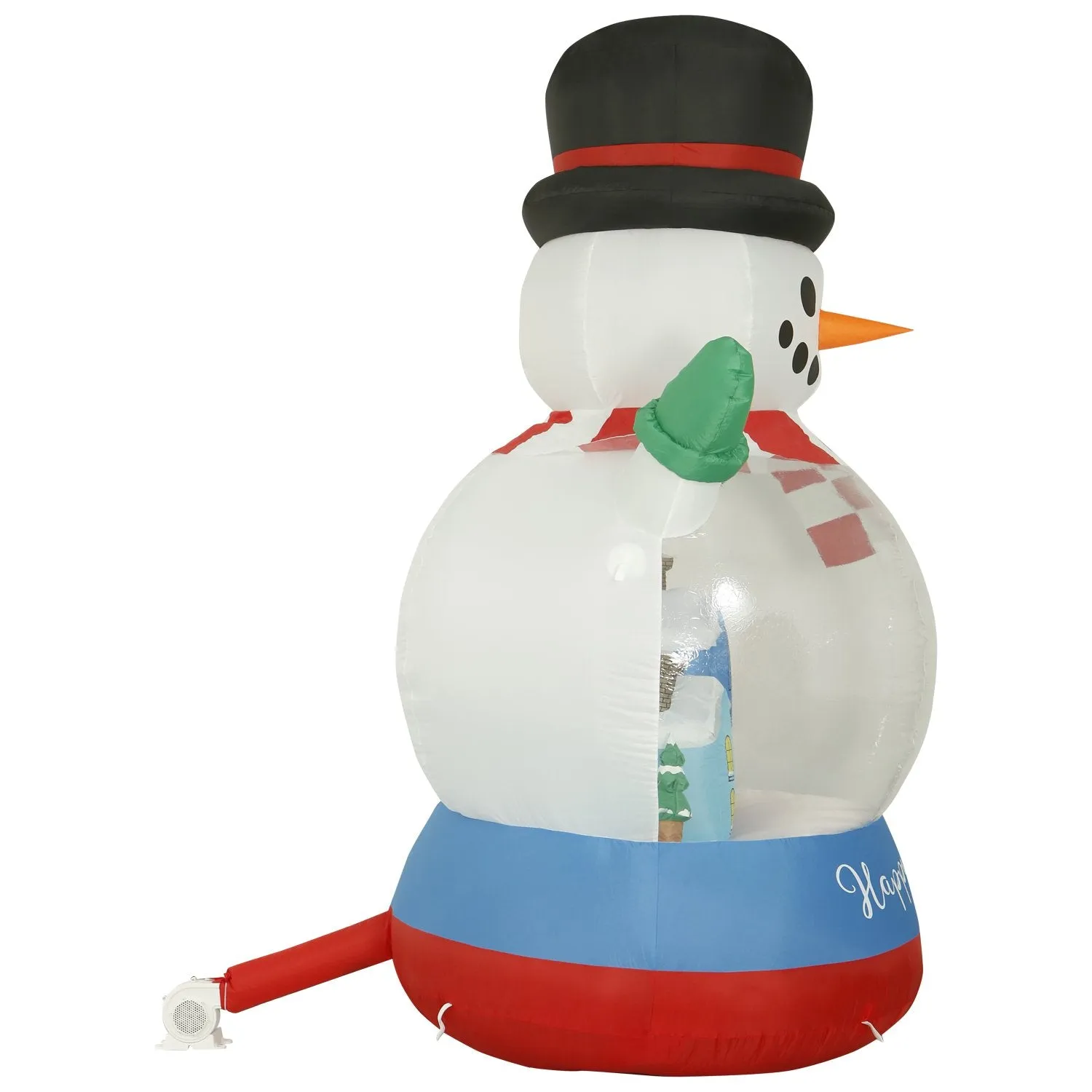 8 ft Inflatable Christmas Snow Globe Outdoor Decoration with LED Lights, Fan, and Stakes