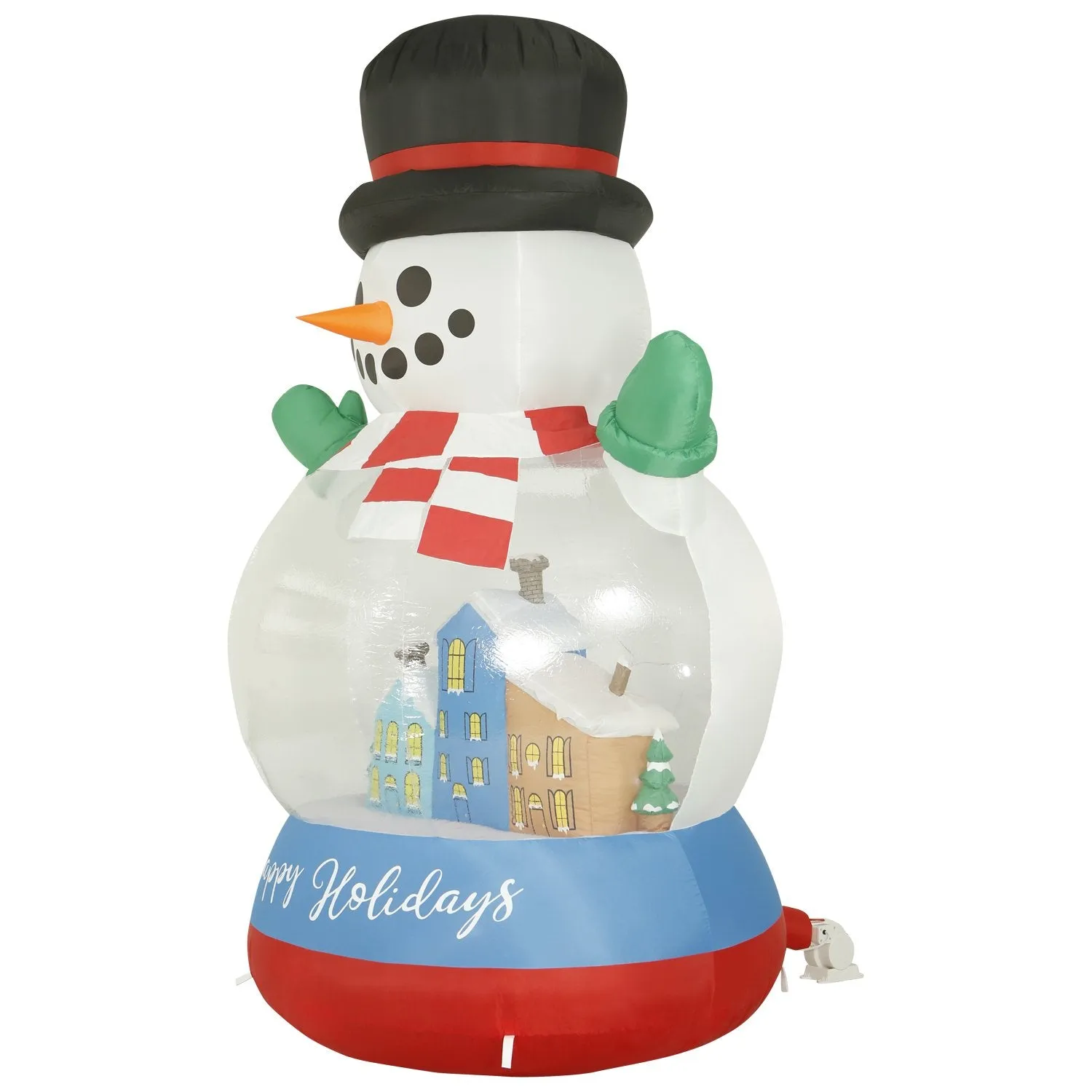 8 ft Inflatable Christmas Snow Globe Outdoor Decoration with LED Lights, Fan, and Stakes