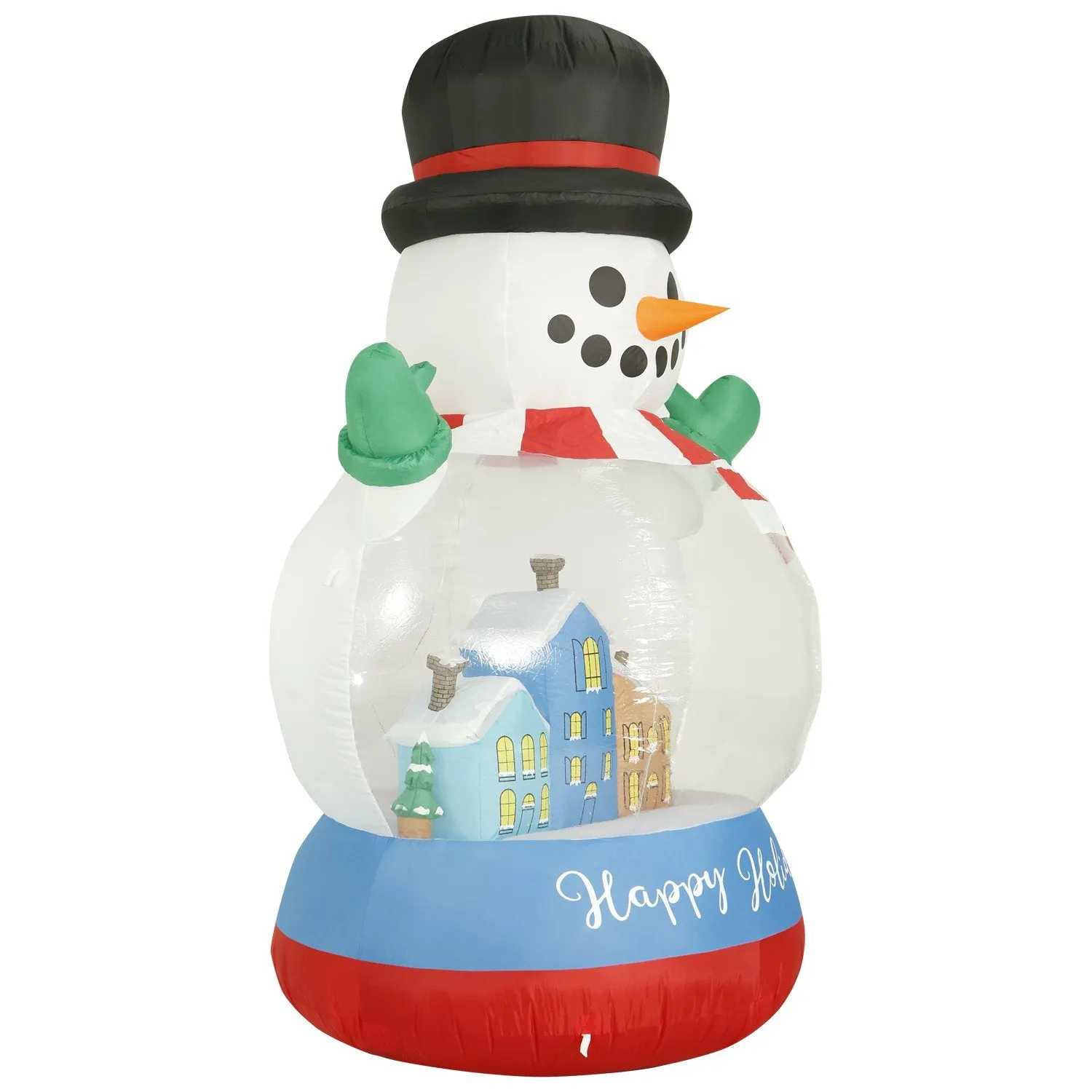 8 ft Inflatable Christmas Snow Globe Outdoor Decoration with LED Lights, Fan, and Stakes