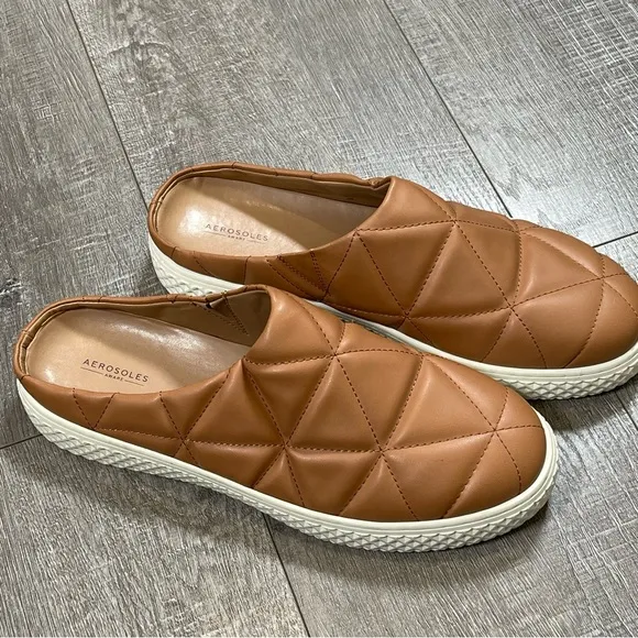 Aerosoles Women's Ella Quilted Slip-On Mules Size 9 Tan