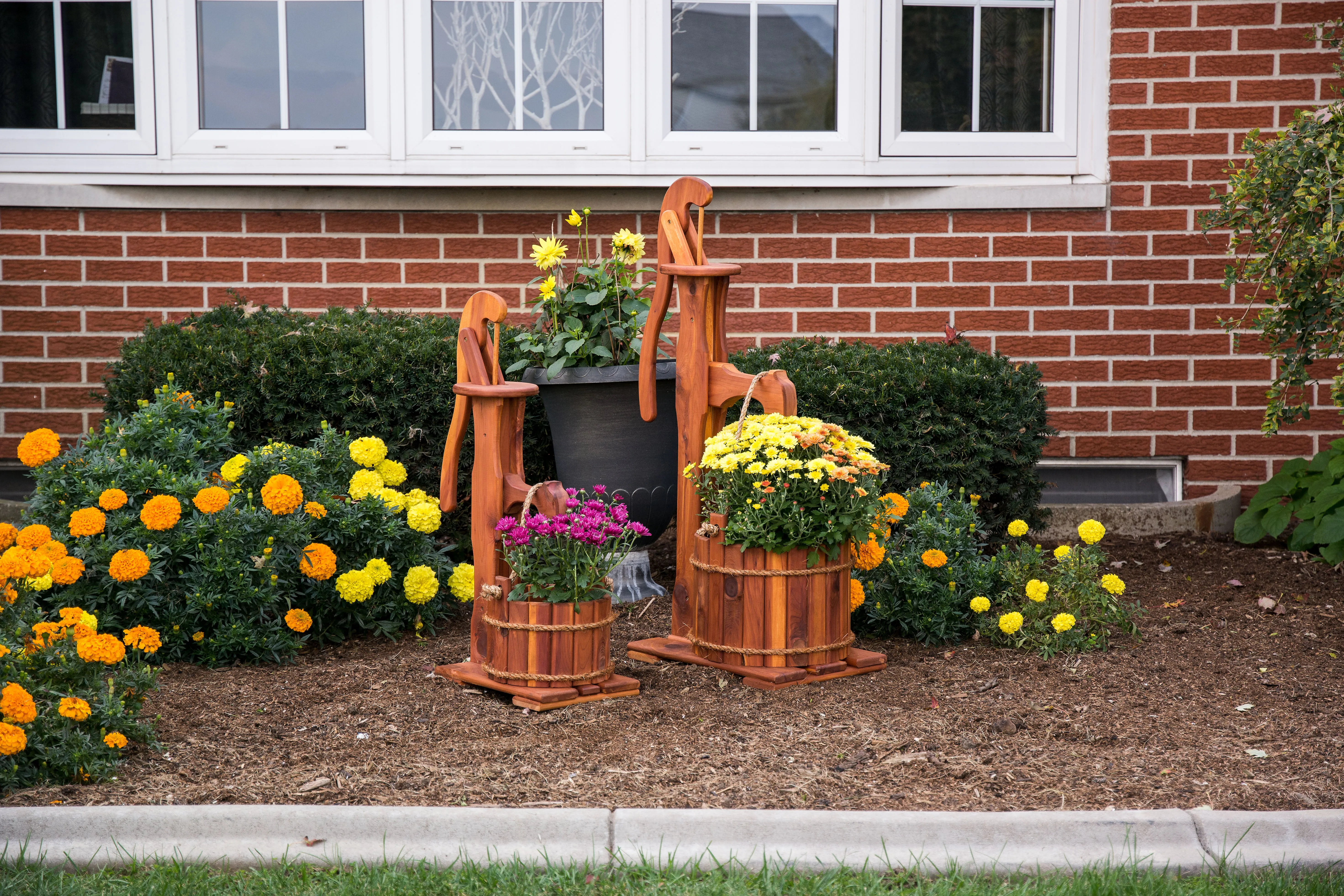 Amish Made Cedar Water Pump Planters