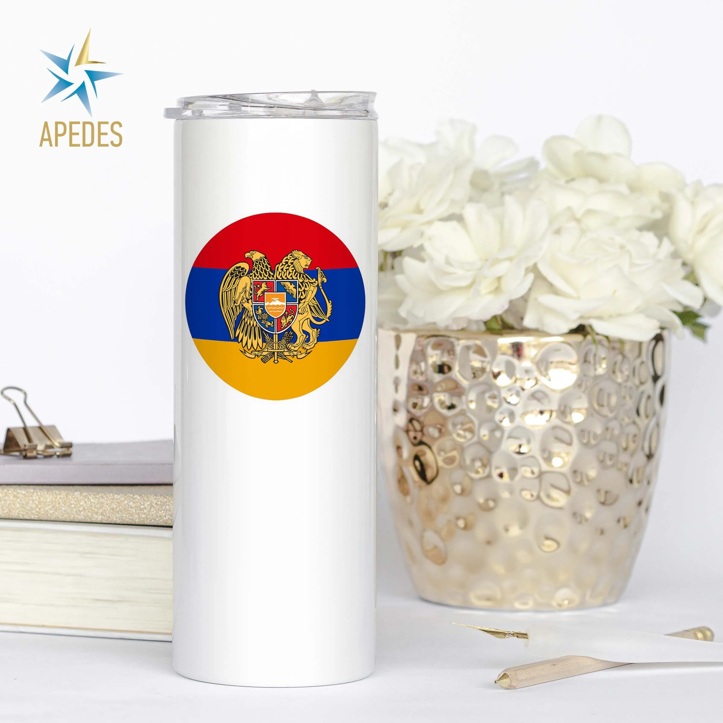 Armenia Flag Stainless Steel Skinny Tumbler 20 OZ