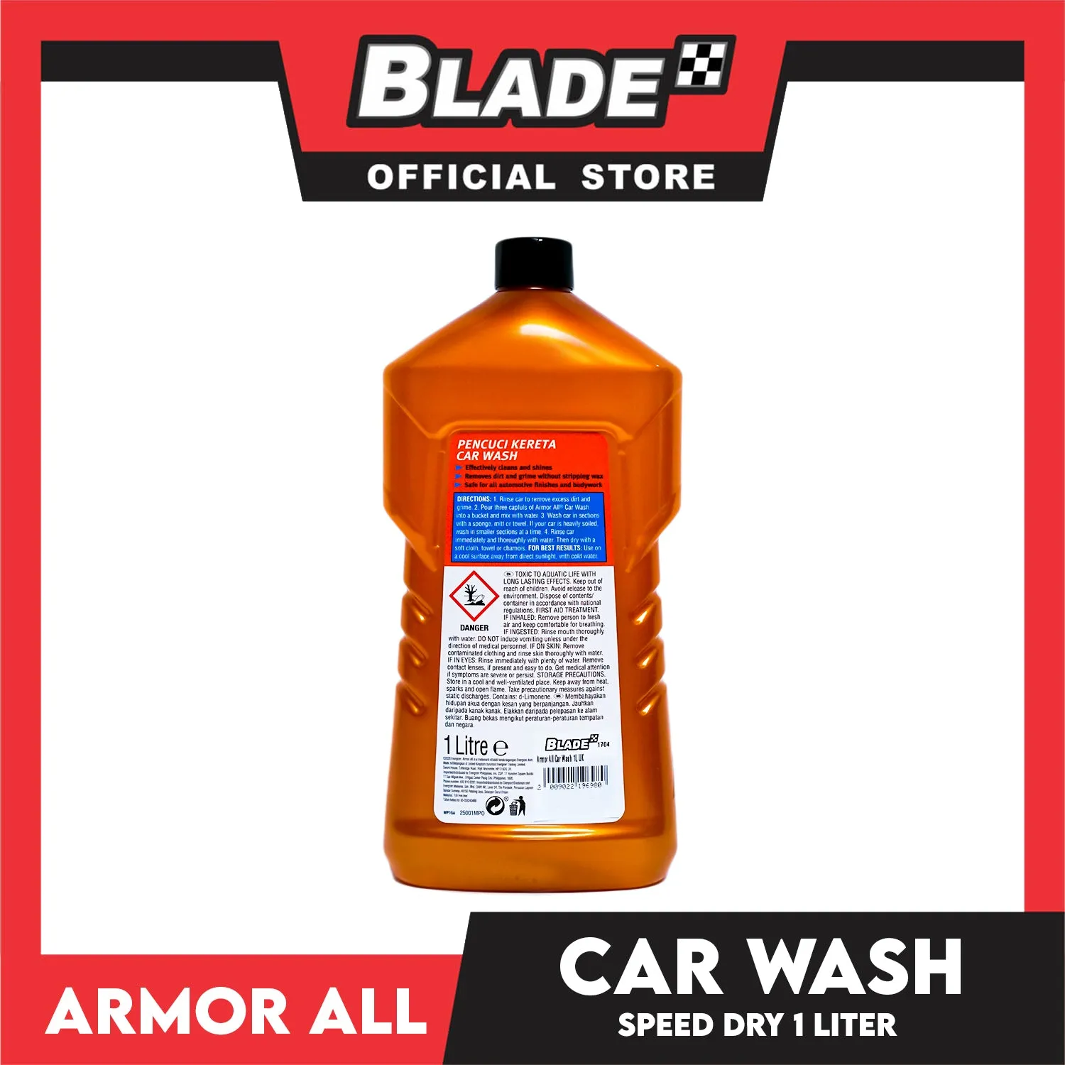 Armor All Speed Dry Car Wash 1 Liter Quick Drying Formula, Effectively Cleans and Shines