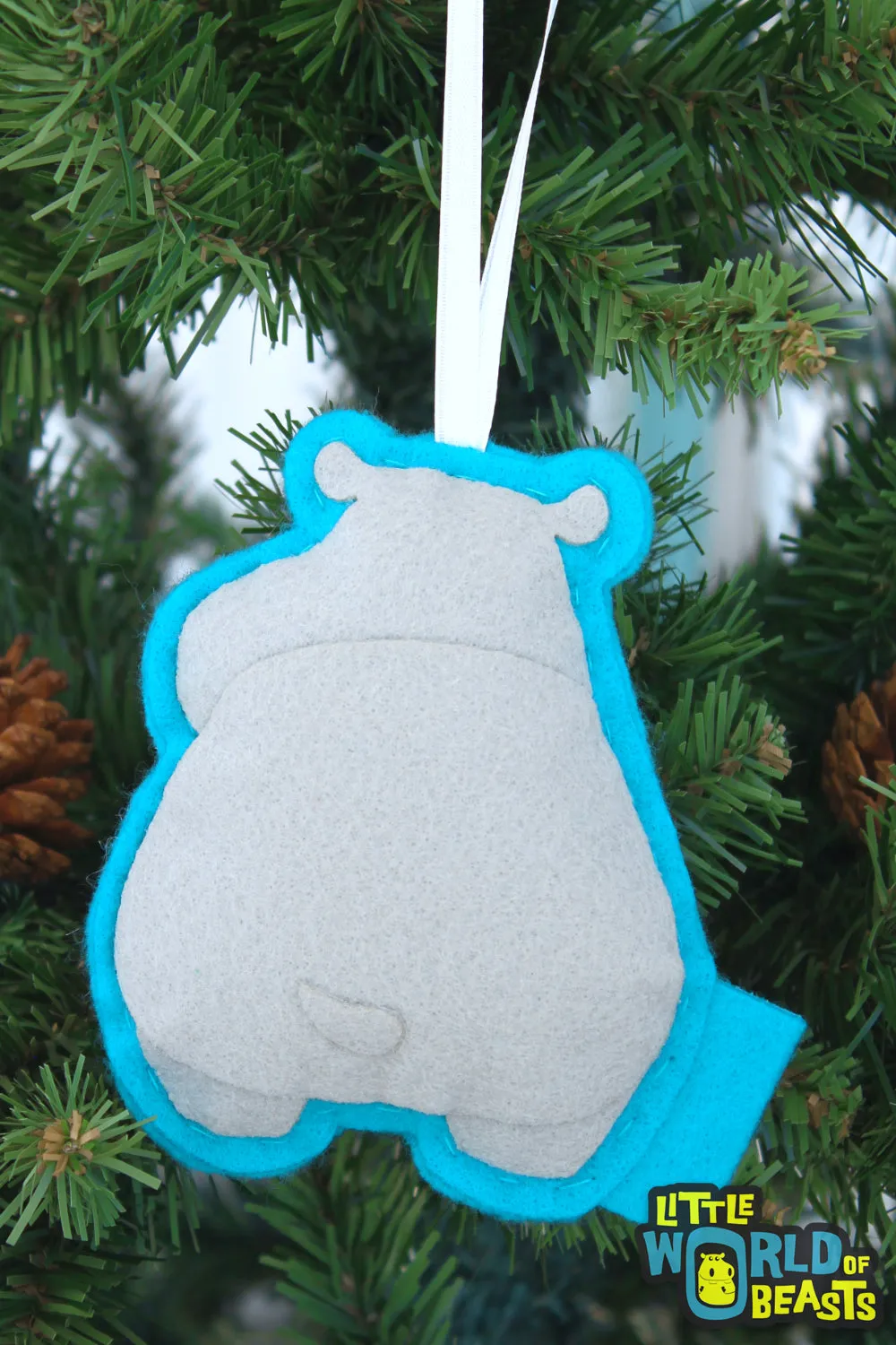 Beauregard the Hippo Felt Animal Ornament
