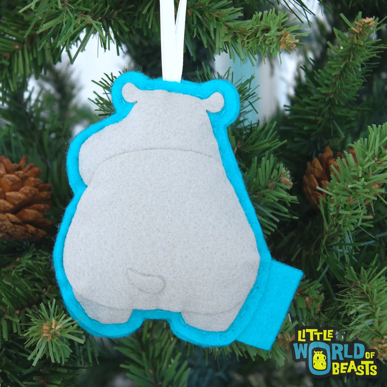 Beauregard the Hippo Felt Animal Ornament