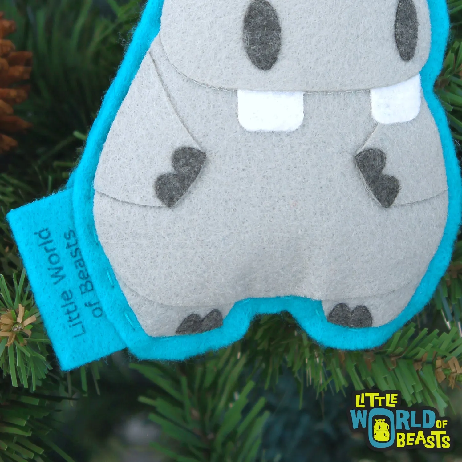 Beauregard the Hippo Felt Animal Ornament