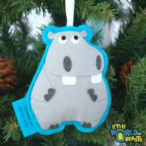 Beauregard the Hippo Felt Animal Ornament
