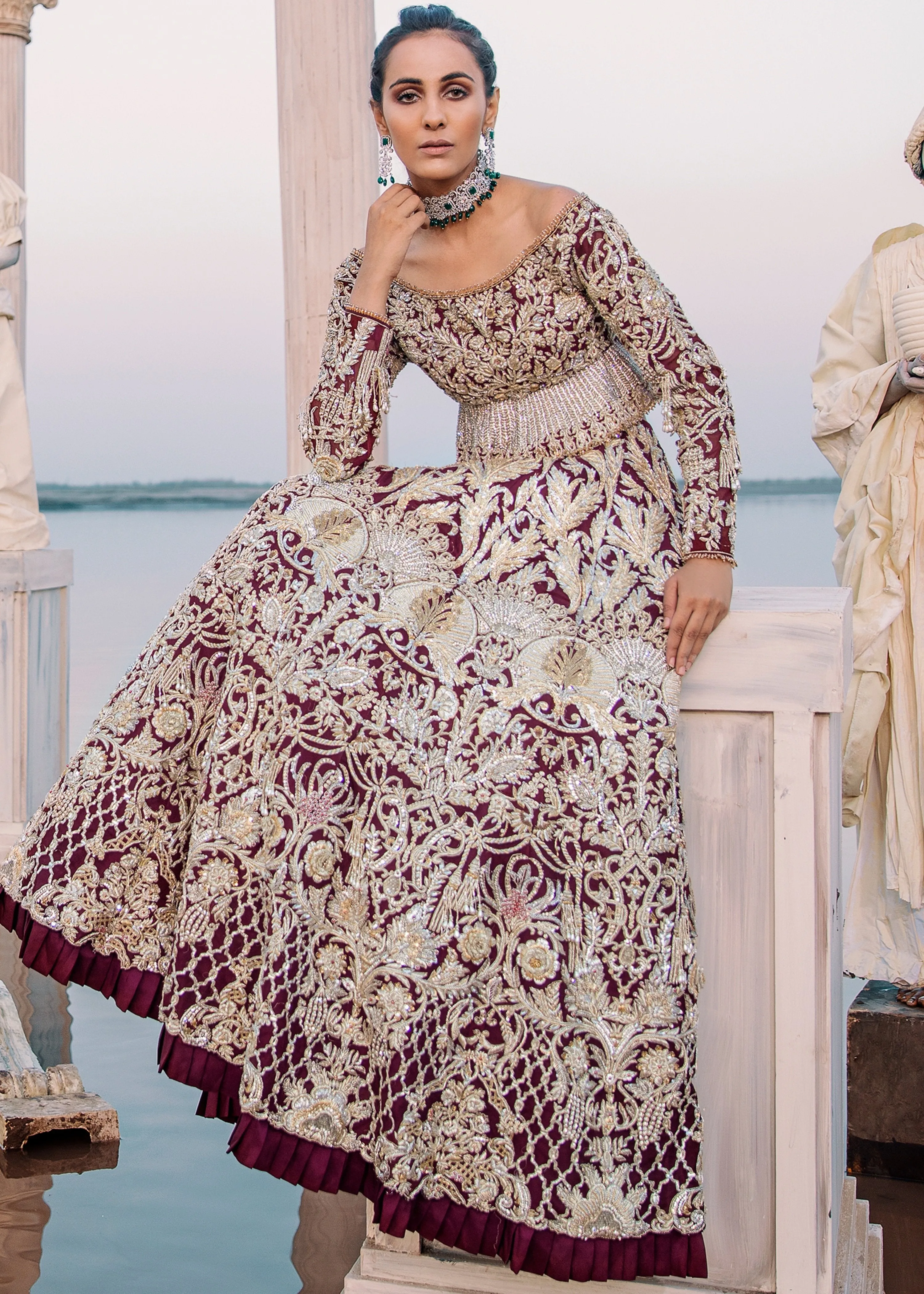 Beautiful bridal embroidered lehnga outfit in maroon color # B3368
