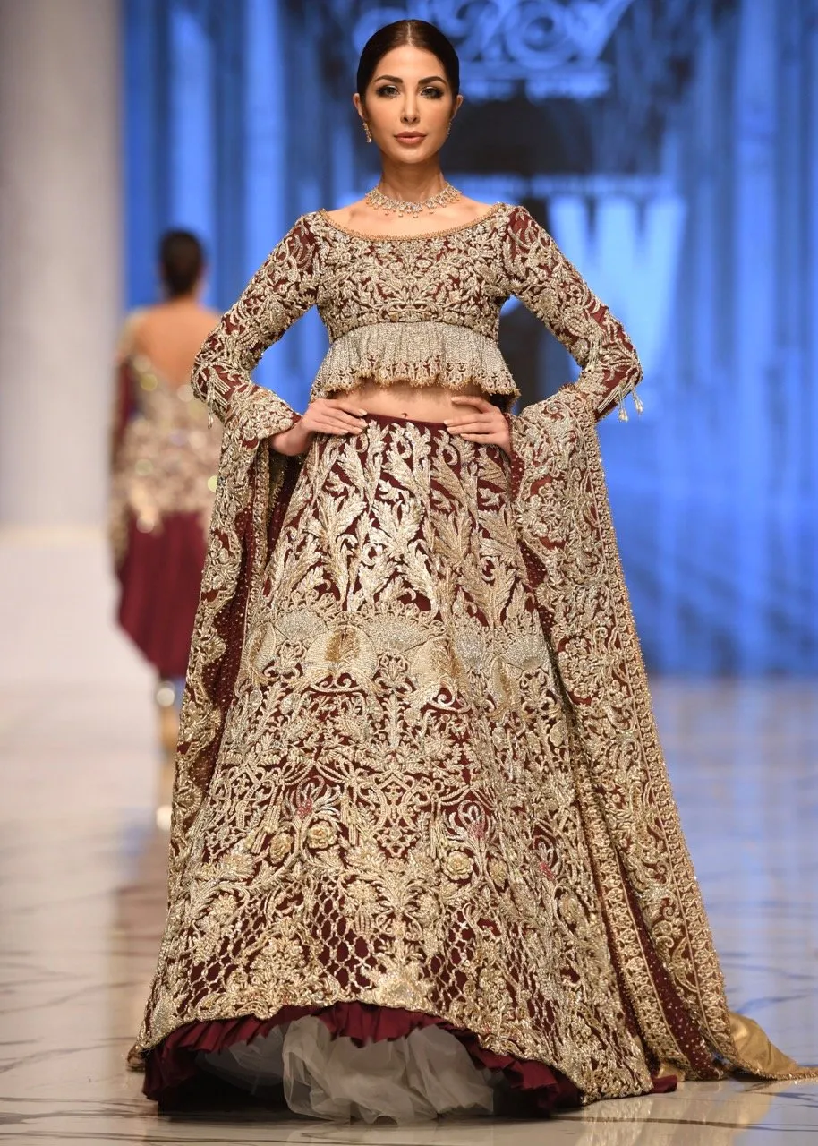 Beautiful bridal embroidered lehnga outfit in maroon color # B3368