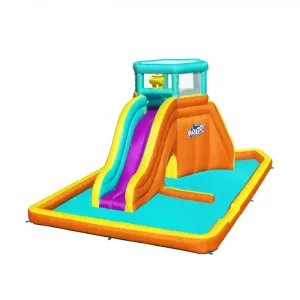 Bestway 18'6" X 12'3" X 8'8"/5.65M X 3.73M X 2.65M Tidal Tower Mega Water Park (Contents:1 slide, 1 blower(stakes included), 1 repair kit (multiple assorted patches), 1 storage bag,13 bouncer stakes, 1 waters spraying hose,)