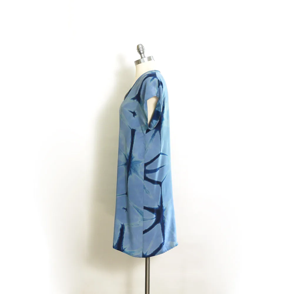 BLUE on BLUE indigo silk dress.