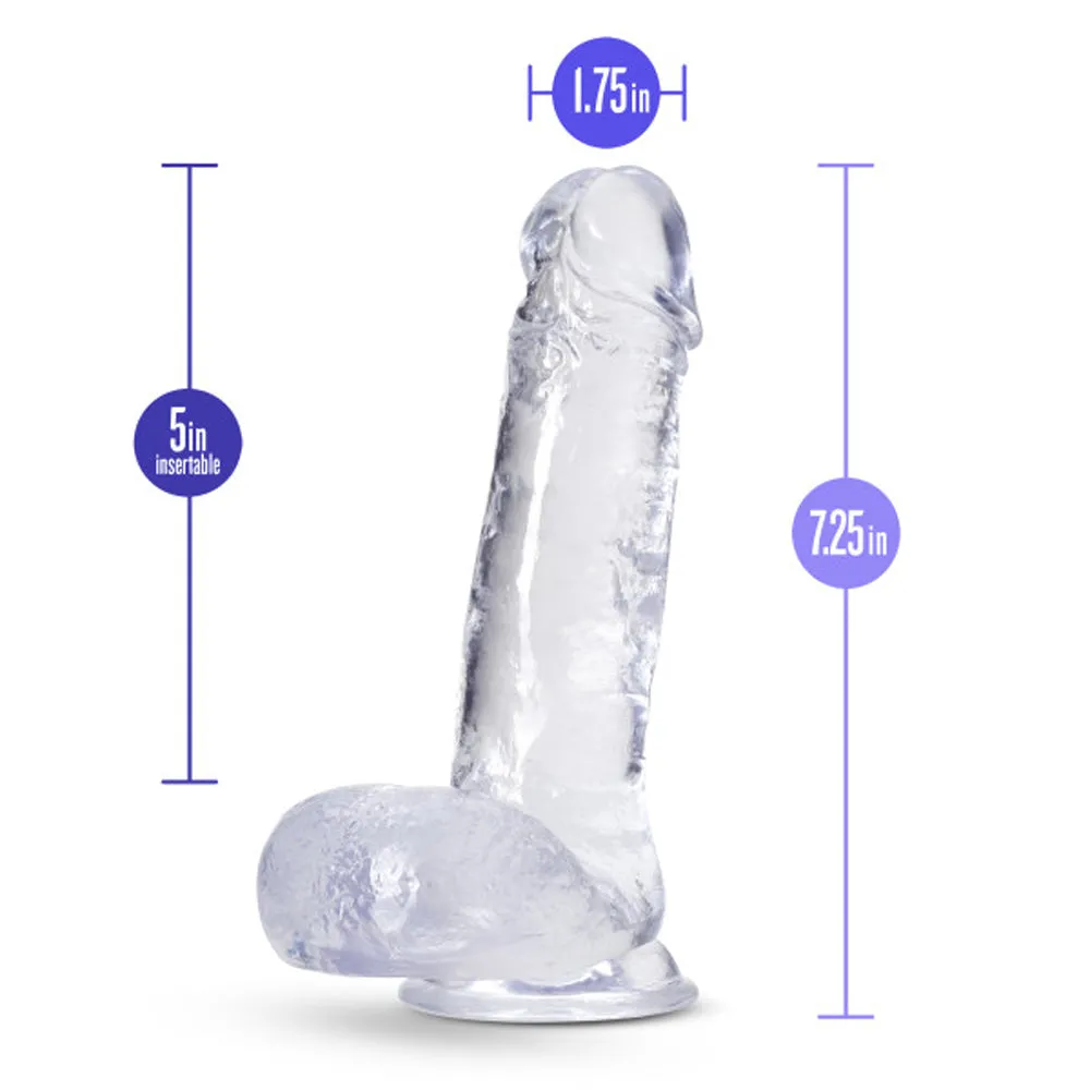 Blush B Yours Plus Rock n' Roll 7 in. Dildo with Balls & Suction Cup Clear | G-Spot