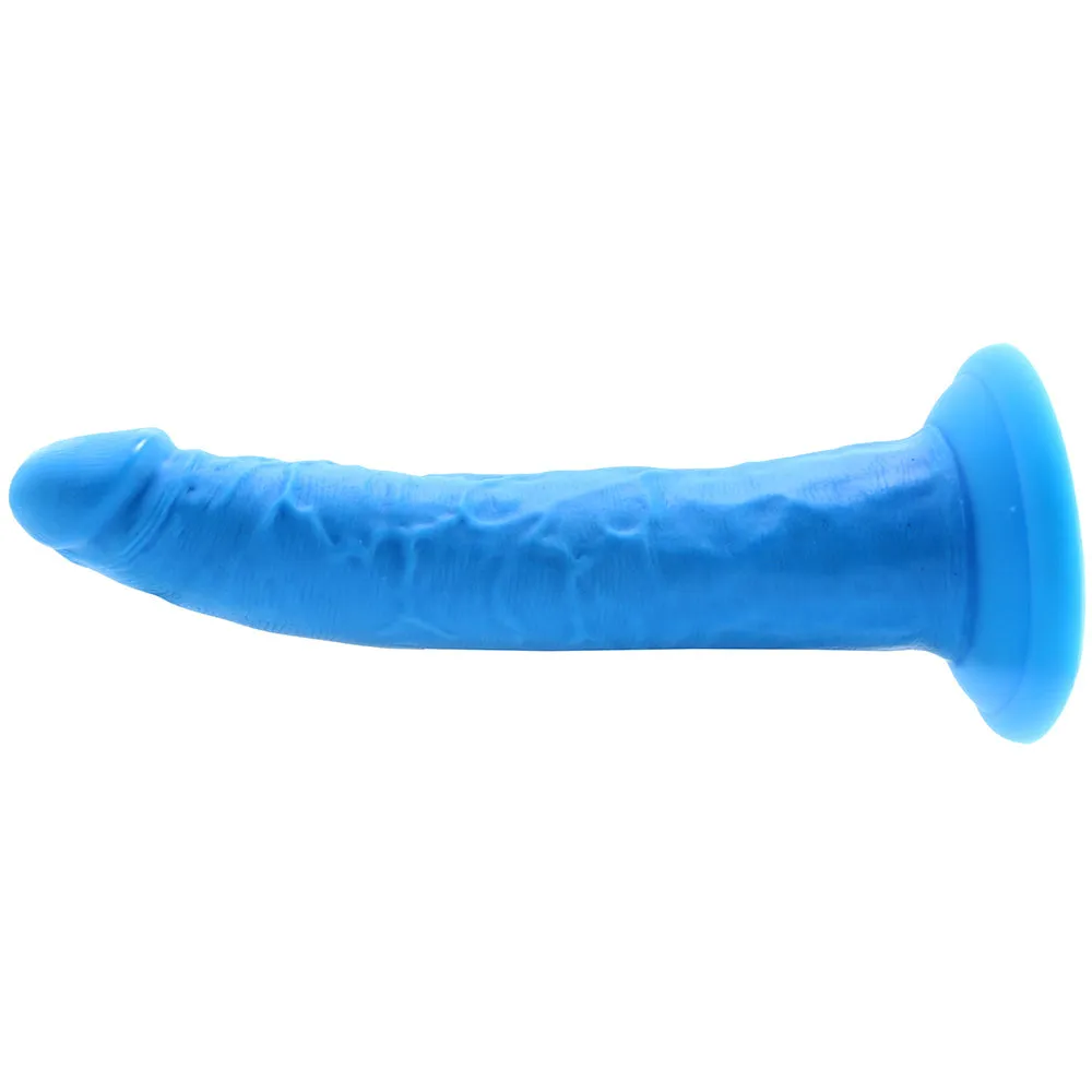 Blush Neo Elite 7.5 in. Silicone Dual Density Dildo with Suction Cup Neon Blue