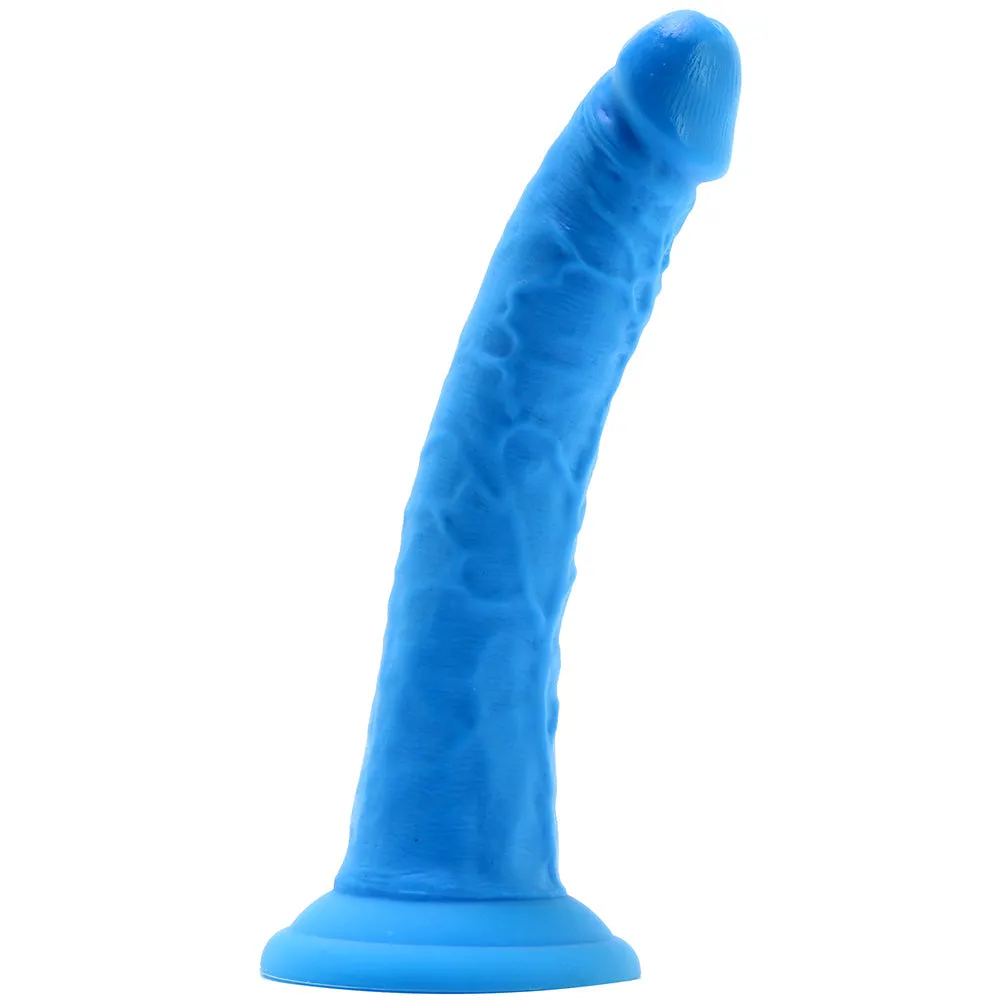Blush Neo Elite 7.5 in. Silicone Dual Density Dildo with Suction Cup Neon Blue