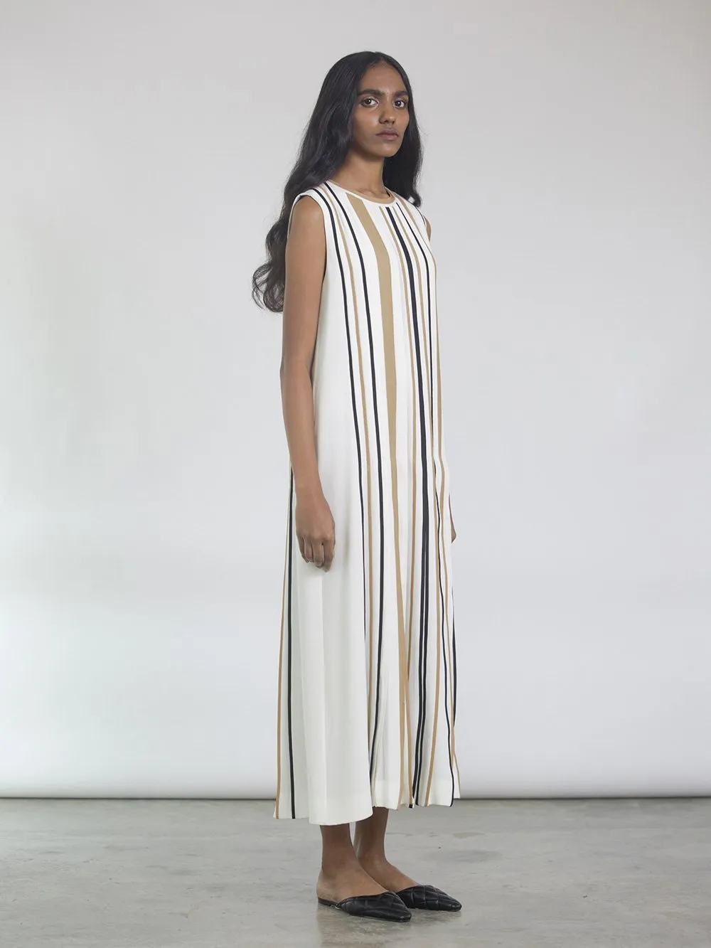 Bodice   I   Dress-Sleeveless-With-Signature-Bound-Pleats-Along-Front