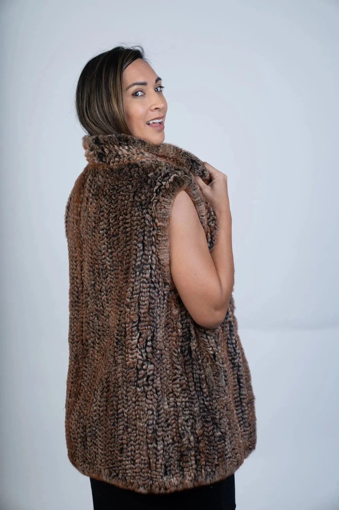Brown Knitted Rex Rabbit Vest