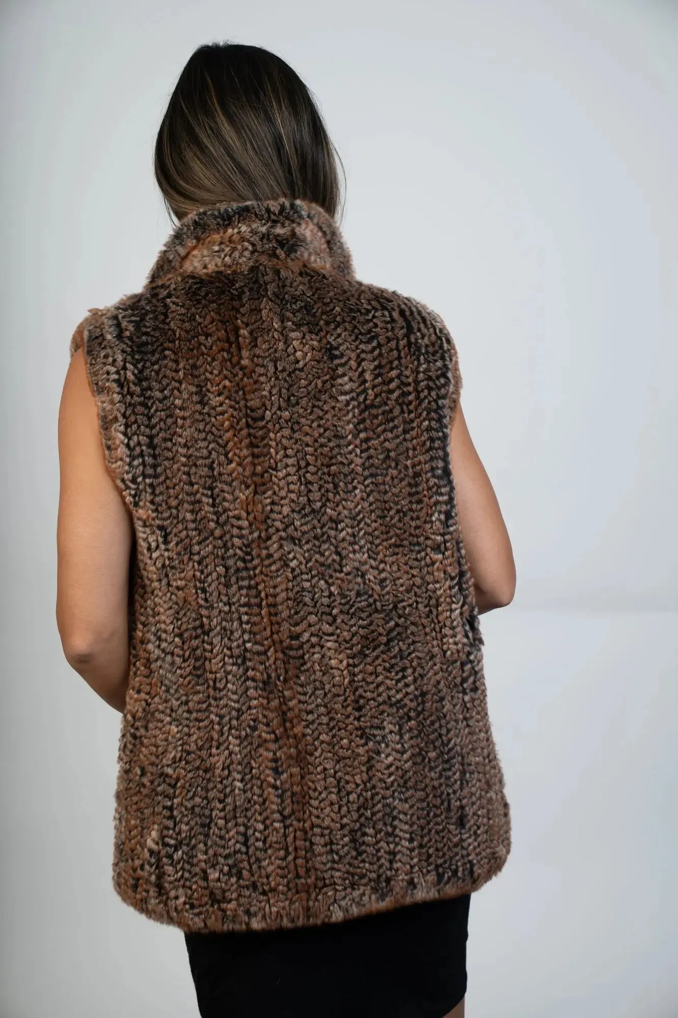 Brown Knitted Rex Rabbit Vest