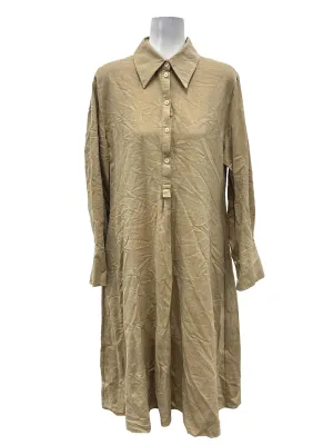 Brown Pointed Collar Flare Dress