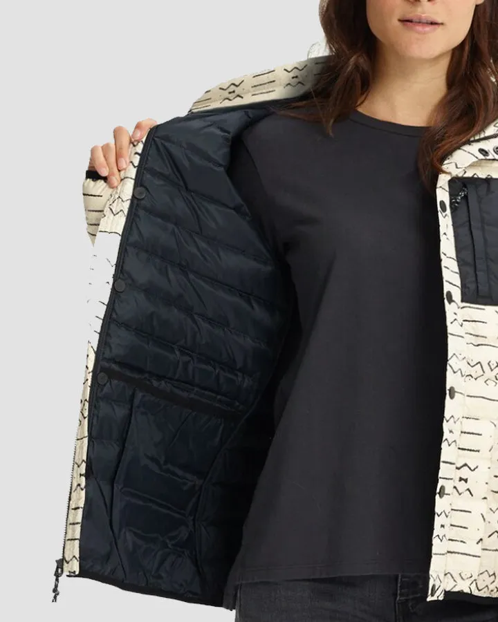 Burton Evergreen Women's Insulated Collar Down Snow Jacket - Canvas Bogolanfini / True Black