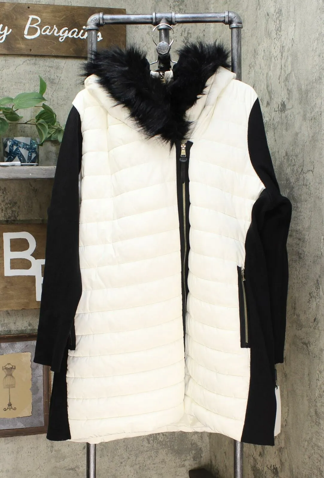 Calvin Klein Women's Plus Size Faux Fur Trimmed Hooded Walker Jacket