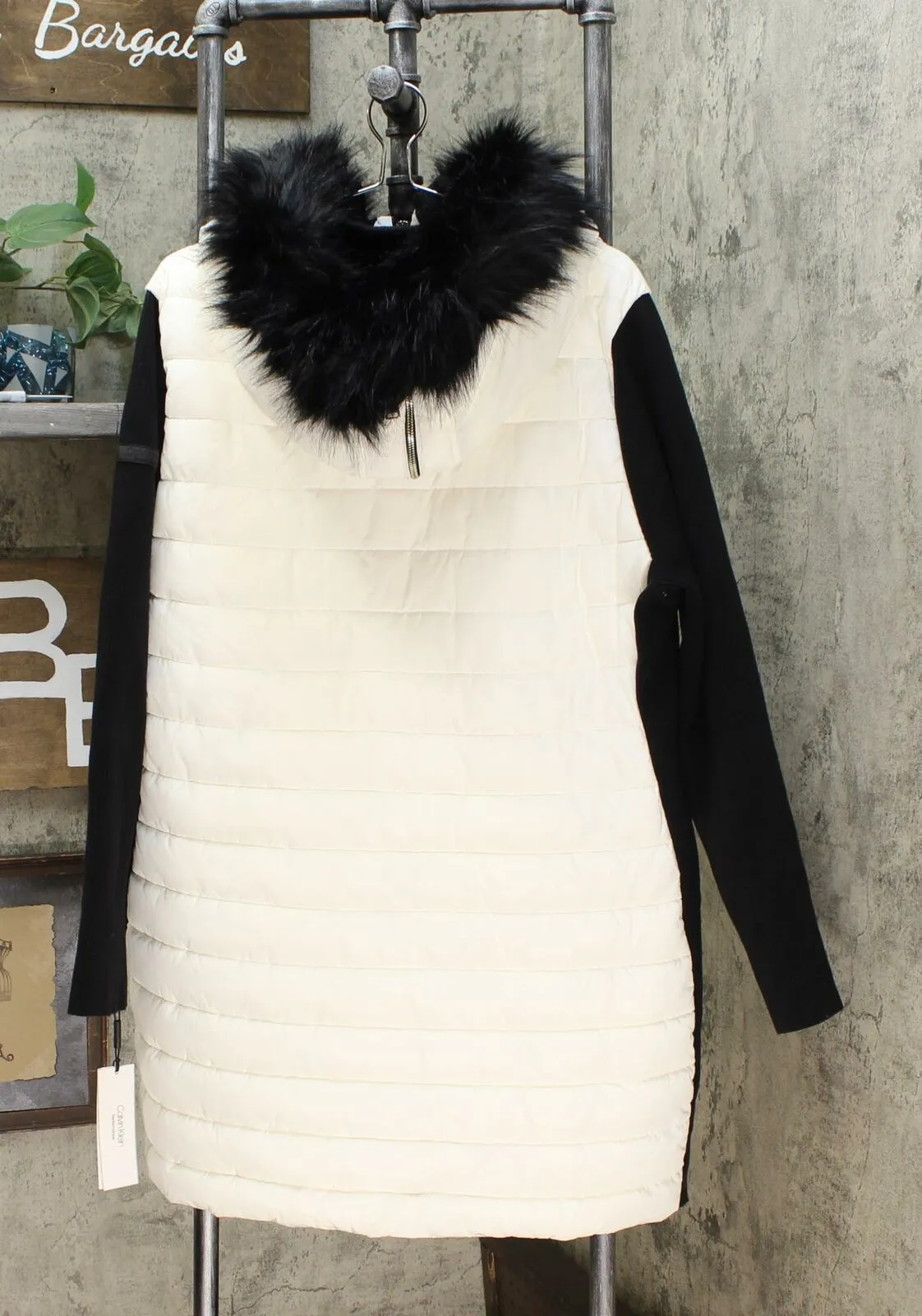 Calvin Klein Women's Plus Size Faux Fur Trimmed Hooded Walker Jacket
