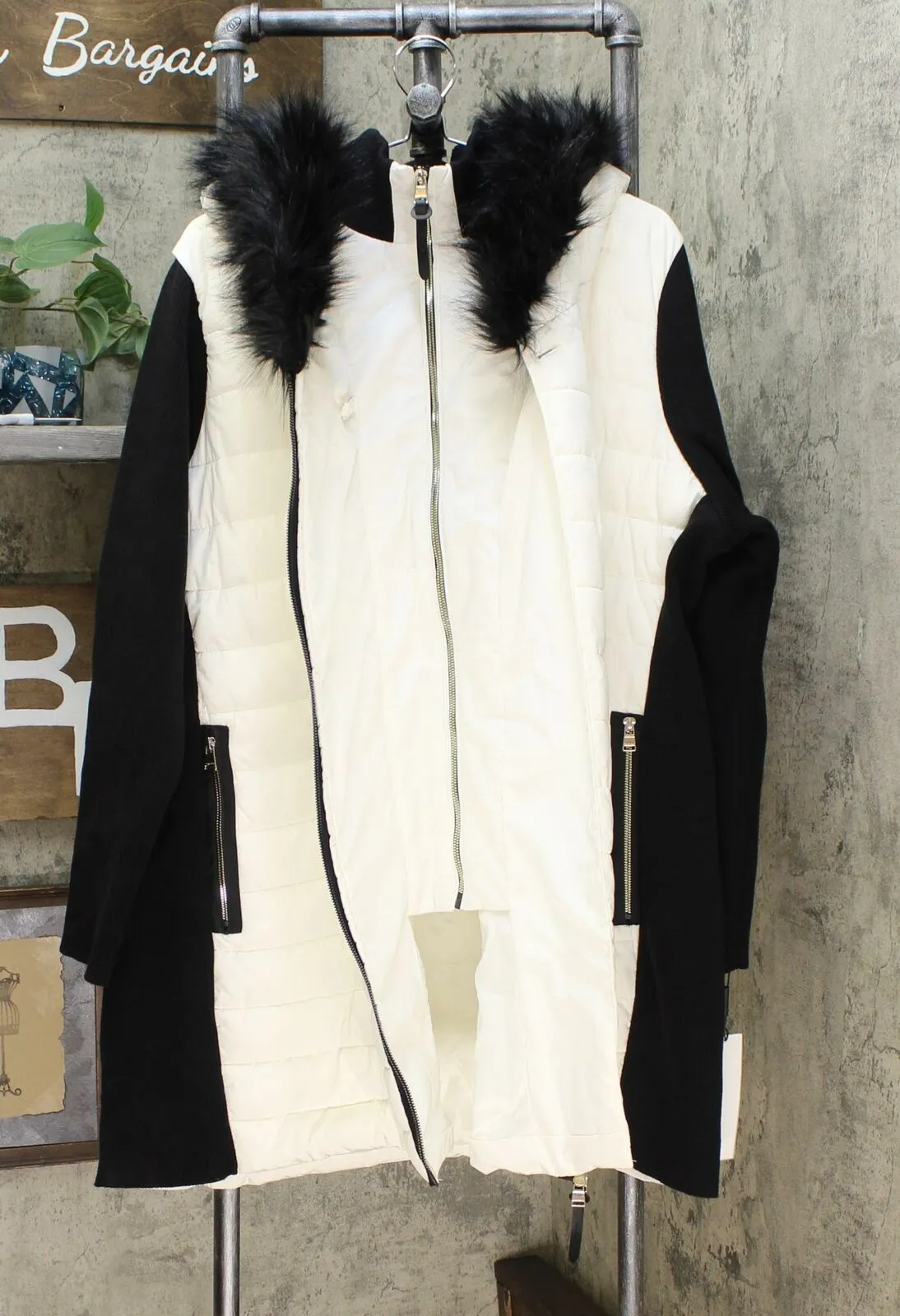 Calvin Klein Women's Plus Size Faux Fur Trimmed Hooded Walker Jacket
