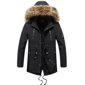 Casual Long Fur Collar Thick Men's Jacket