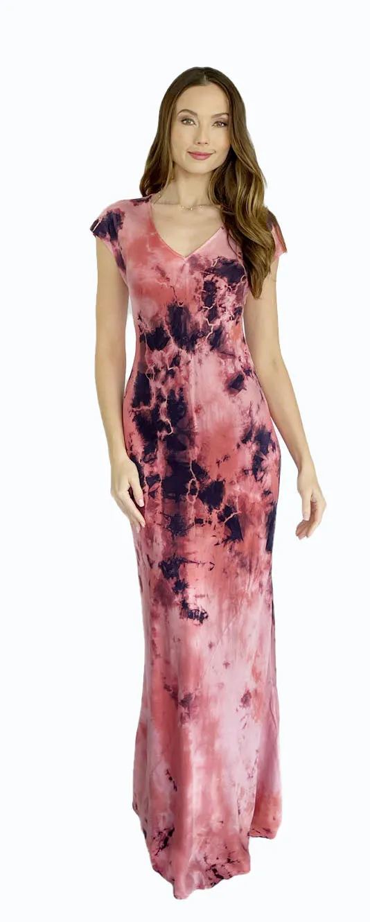 Charmeuse Cap Sleeve Maxi dress