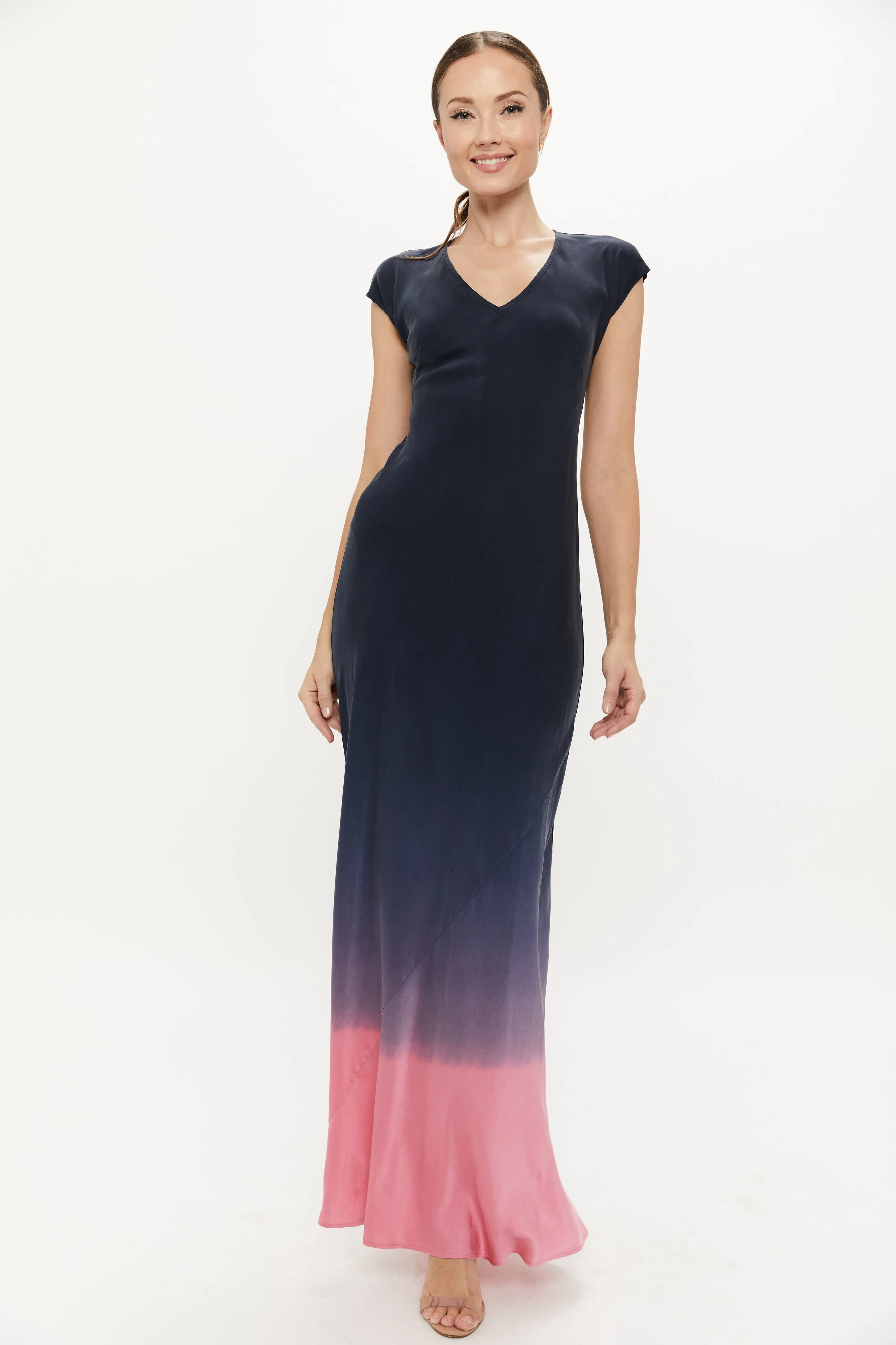 Charmeuse Cap Sleeve Maxi dress