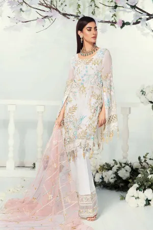 Chiffon Dress with Embroidery in White Color #J6114