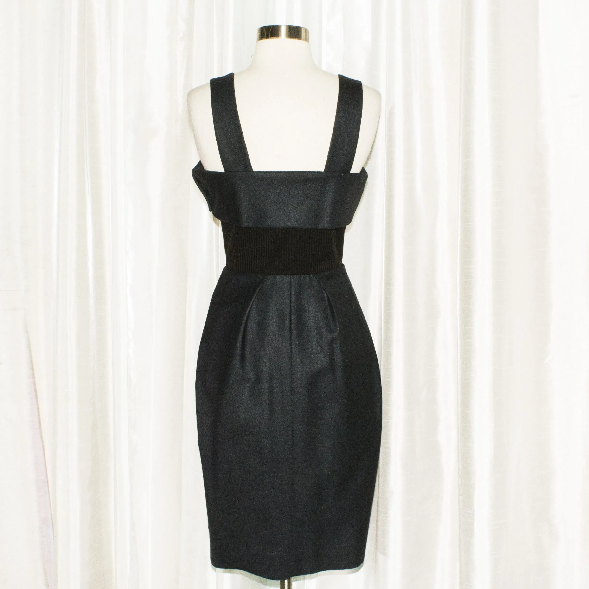 CHLOE Black Silk & Wool Mid-Length Dress Size 7