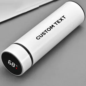Custom Text 17oz Insulated Water Bottle with LED Temperature Display, Coffee Tea Infuser Bottle Double Wall Vacuum Insulated Water Bottle for Hot or Cold Drink, Stainless Steel Sports Automotive Travel Mug