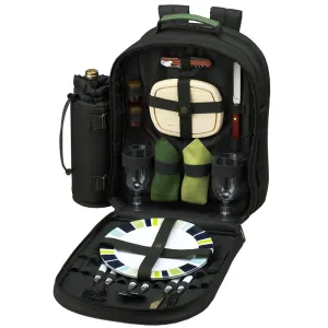 (D) 2 Person Picnic Backpack Bag, Full Equipment Set for Outdoor (Green)