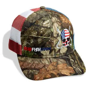 Dead Fish Hook Patriotic Skull Hat