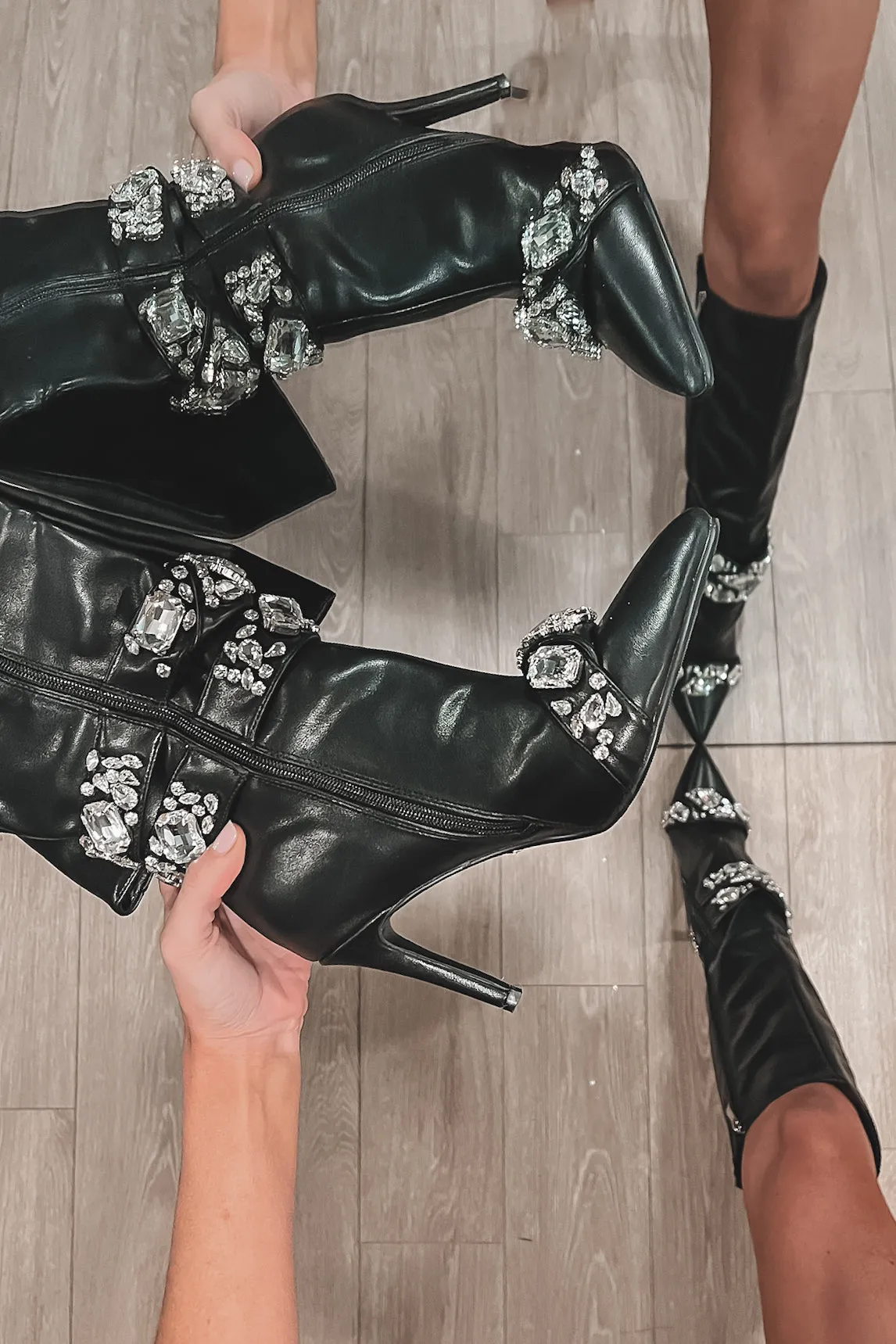 DEAL My Boots Slay Black Jeweled Stiletto Boots